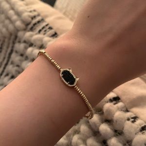 Kendra Scott Cat stretch bracelet in gold with black drusy
